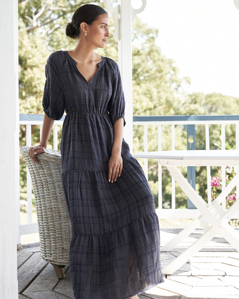 Pila Linen Maxi Dress - Navy