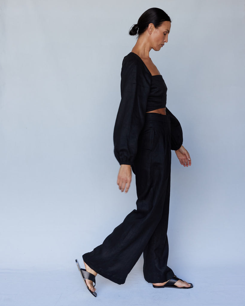 Bridgette Linen Pant - Black - Second Image