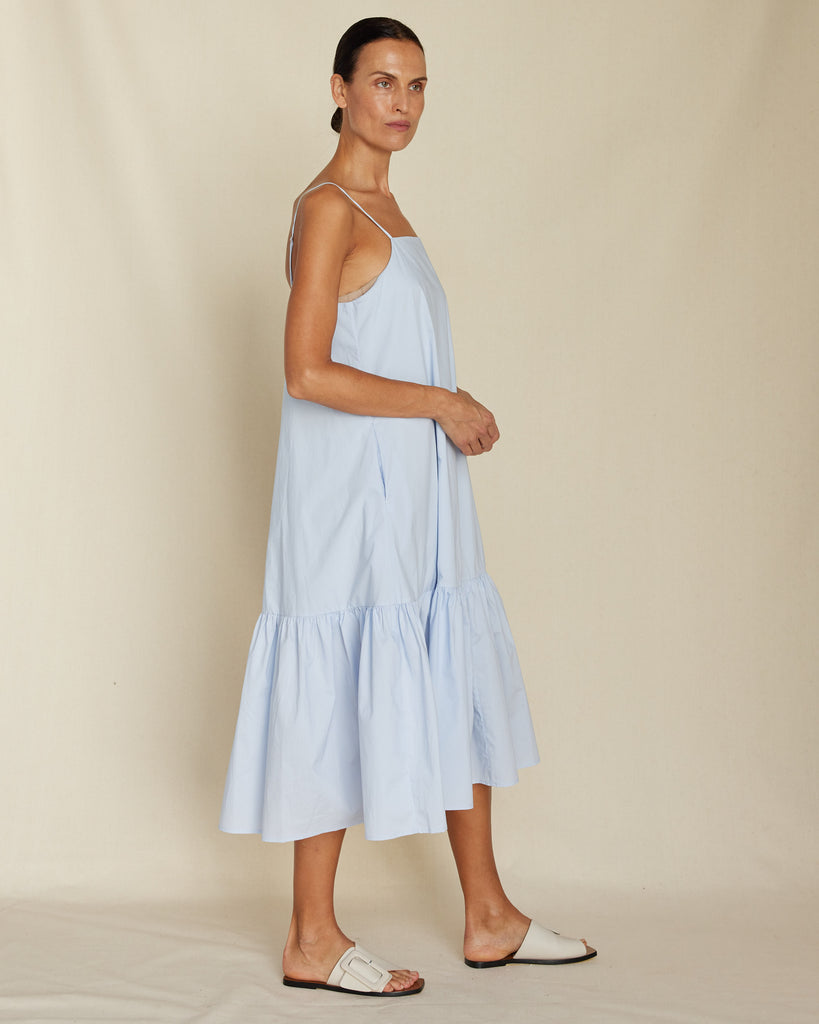 Zadie Poplin Midi Dress - Powder Blue - Second Image