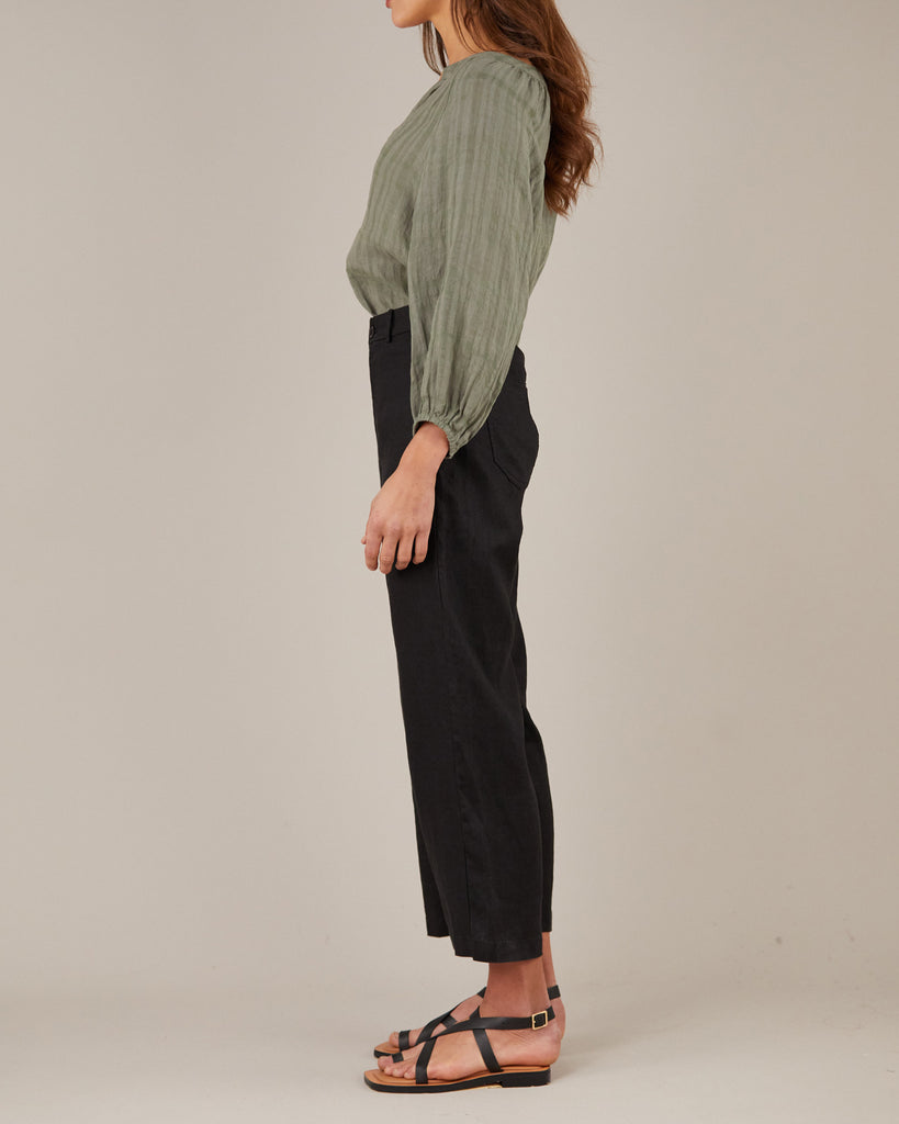 Pila Linen Blouse - Khaki - Second Image