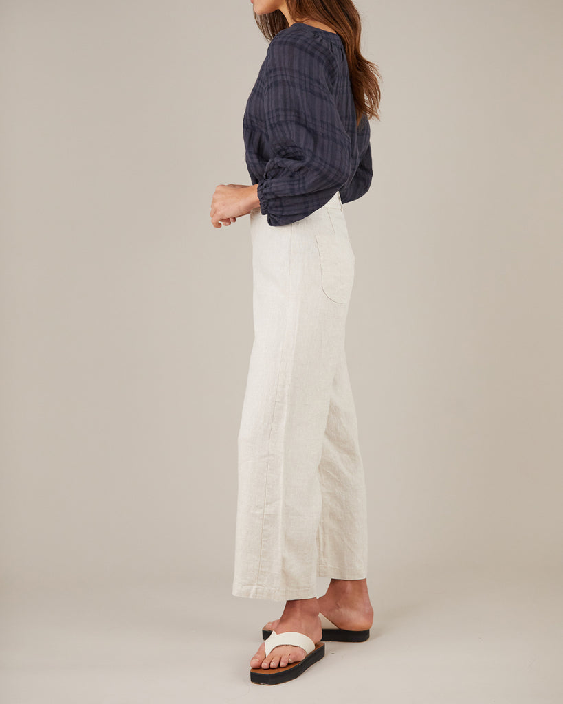 Pila Linen Blouse - Navy - Second Image