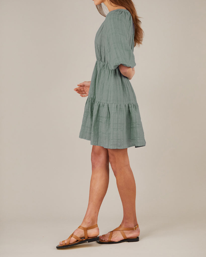 Pila Linen Mini Dress - Khaki - Second Image